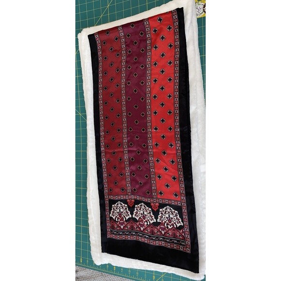 Vintage Accessories - Vintage Red and Black Patterned Silk Scarf